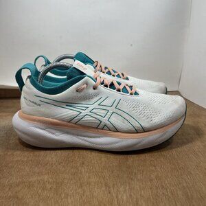 Asics Gel-Nimbus 25 Women Size 10 Shoes White Green Walking Running Gym 1012B550